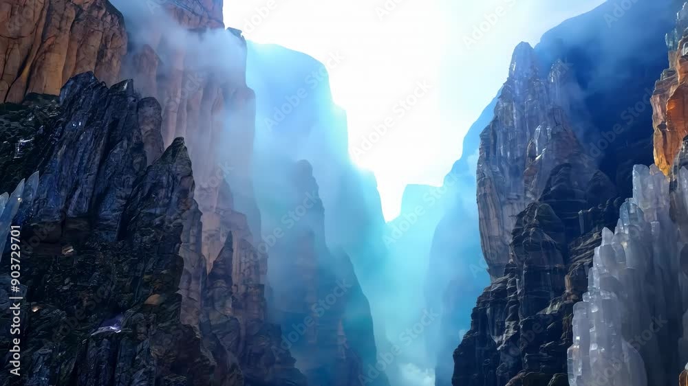 Majestic Rocky Canyon With Misty Atmospheric Light - Concept for Sci-Fi ... - Rocky Canyon Photography With Gradient Light