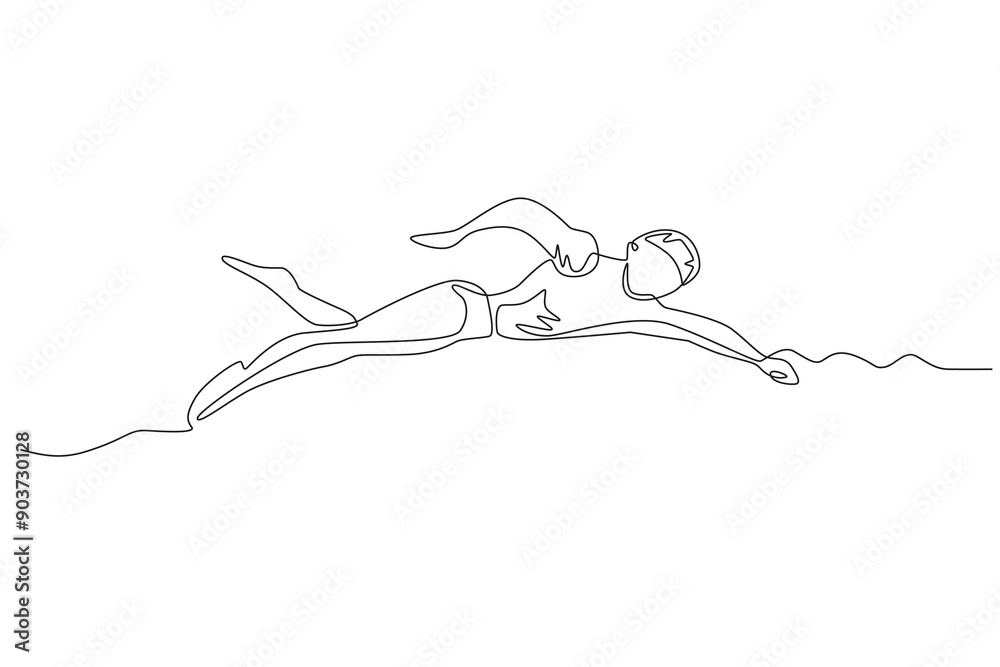 Obraz premium Men competing in swimming competitions. Olympics swimming concept one-line drawing