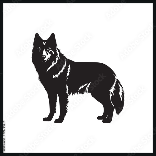 Yakutia Laika vector silhouette illustration. dog silhouette