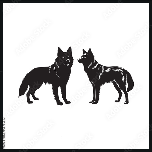Yakutia Laika vector silhouette illustration. dog silhouette