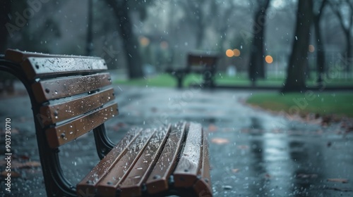 Rainy Day Park Bench