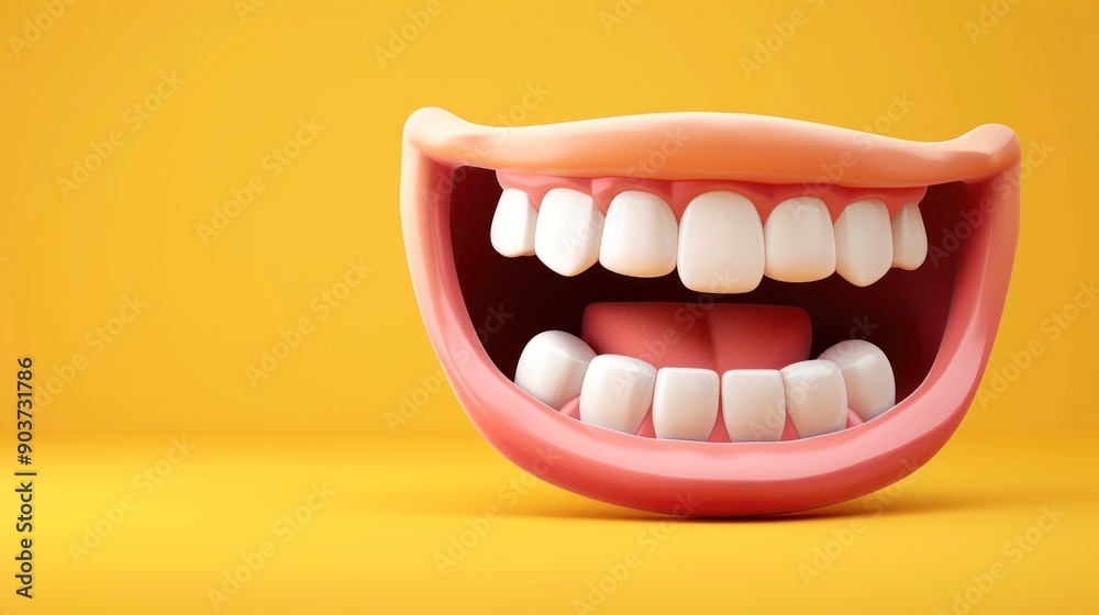 cartoon smiling mouth on yellow background cartoon smiling mouth on yellow background