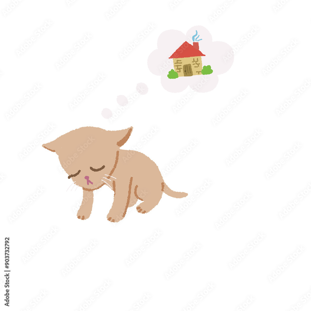 Abandoned pet cat illustration
