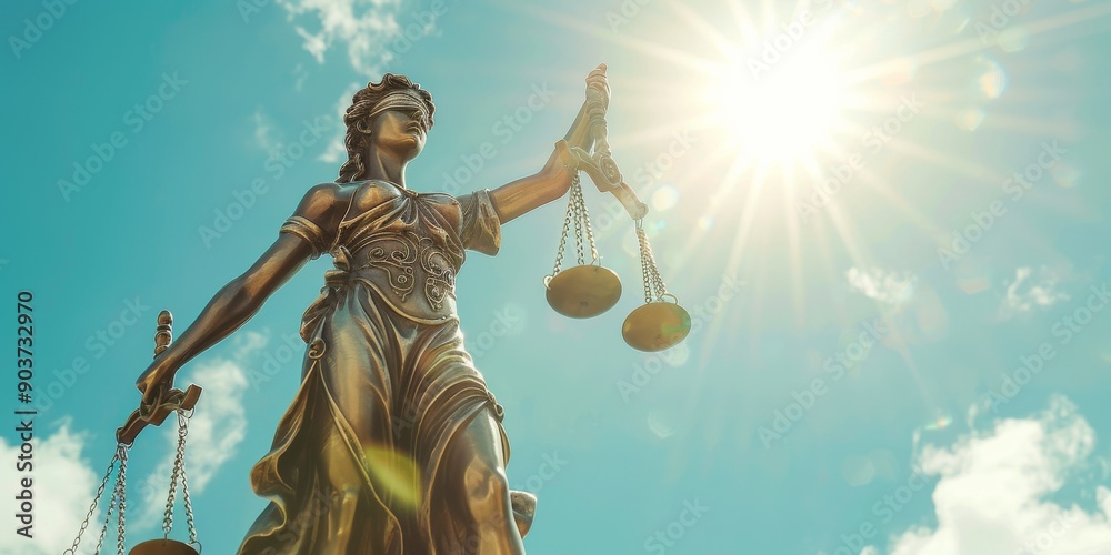 Obraz premium Lady Justice stands as a profound symbol representing law, fairness, and equity, serving as a constant reminder of the pivotal role that justice plays in upholding the stability of society as a whole