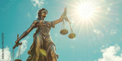 Lady Justice stands as a profound symbol representing law, fairness, and equity, serving as a constant reminder of the pivotal role that justice plays in upholding the stability of society as a whole photo