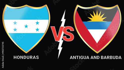 Honduras vs Antigua and Barbuda Soccer Match with Black Background and Versus Flag