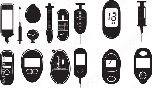 Glucose Meter Abstract Silhouette Vector Graphics Pack