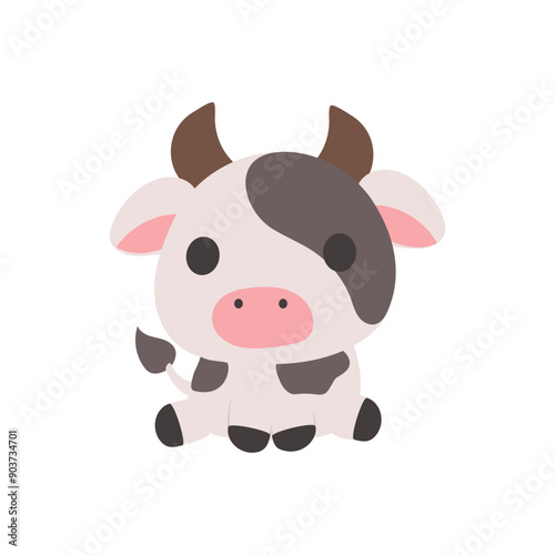 a picture of a cute little cow sitting