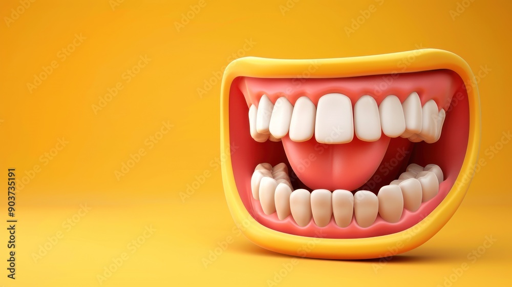 cartoon smiling mouth on yellow background cartoon smiling mouth on yellow background