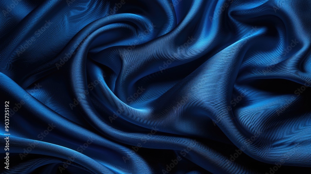 Fototapeta premium Blue fabric drapes and folds. Perfect for projects related to fashion, textiles, or luxury.