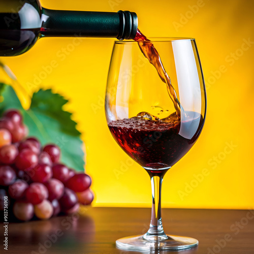 Close-Up of Wine Bottle Pouring into Glass