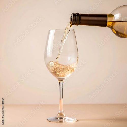 Close-Up of Wine Bottle Pouring into Glass