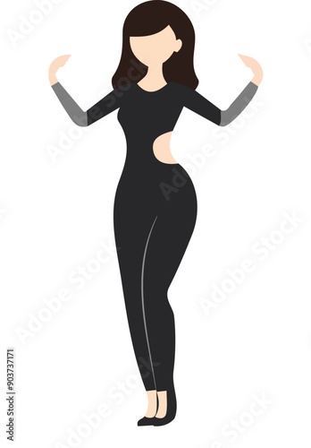 Dancing woman silhouette vector editable