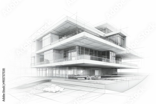 Architectural Rendering 3D: A Futuristic Exploration of Building Design and Construction Techniques. © liang