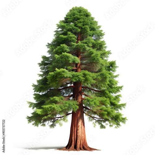 Fotografie Imposing Redwood Tree with Majestic Trunk on Transparent Background - PNG Clipar