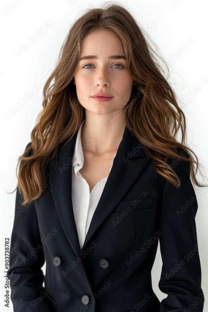 A businesswoman wearing formal suit isolated created with Generative AI A businesswoman wearing formal suit isolated created with Generative AI