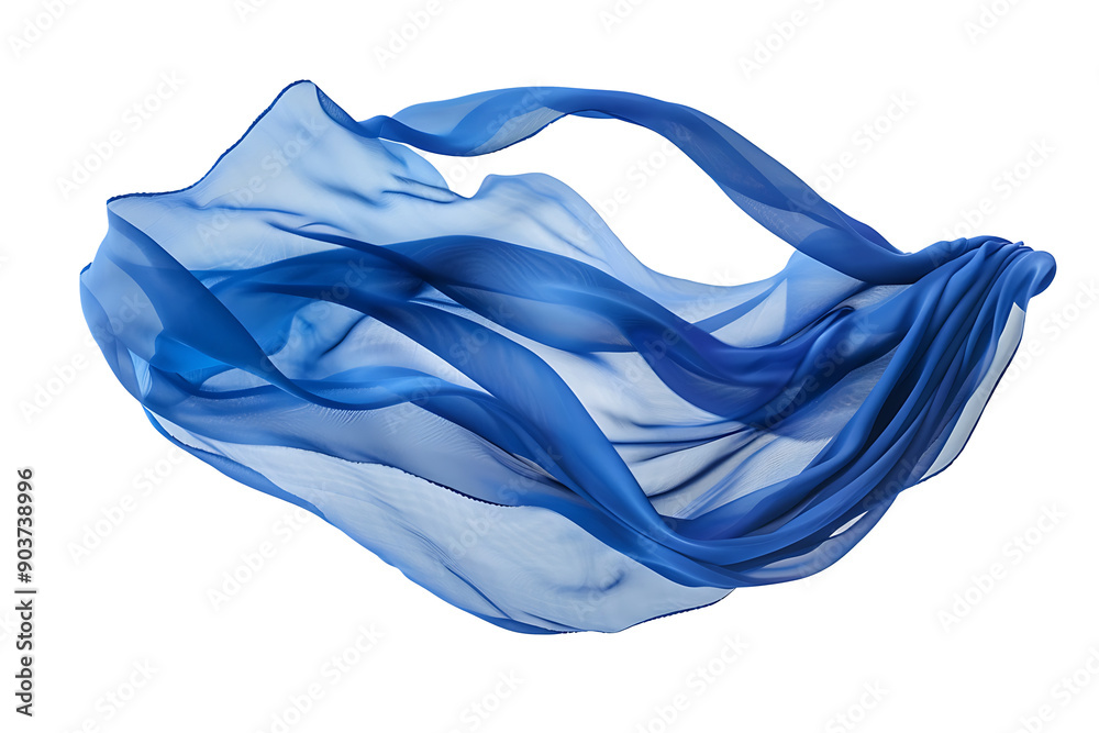 a piece of blue color fabric floating in air ,isolated on a transparent background a piece of blue color fabric floating in air ,isolated on a transparent background