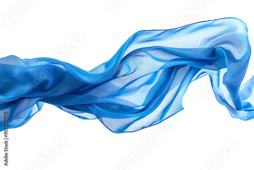 a piece of blue color fabric floating in air ,isolated on a transparent background 