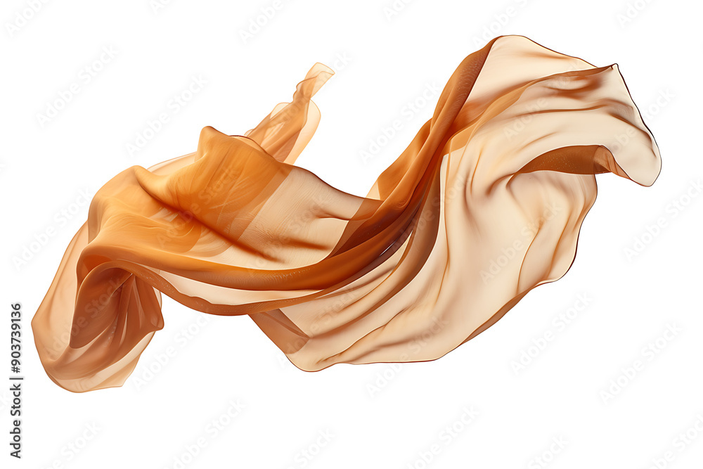 a piece of brown color fabric floating in air ,isolated on a transparent background 