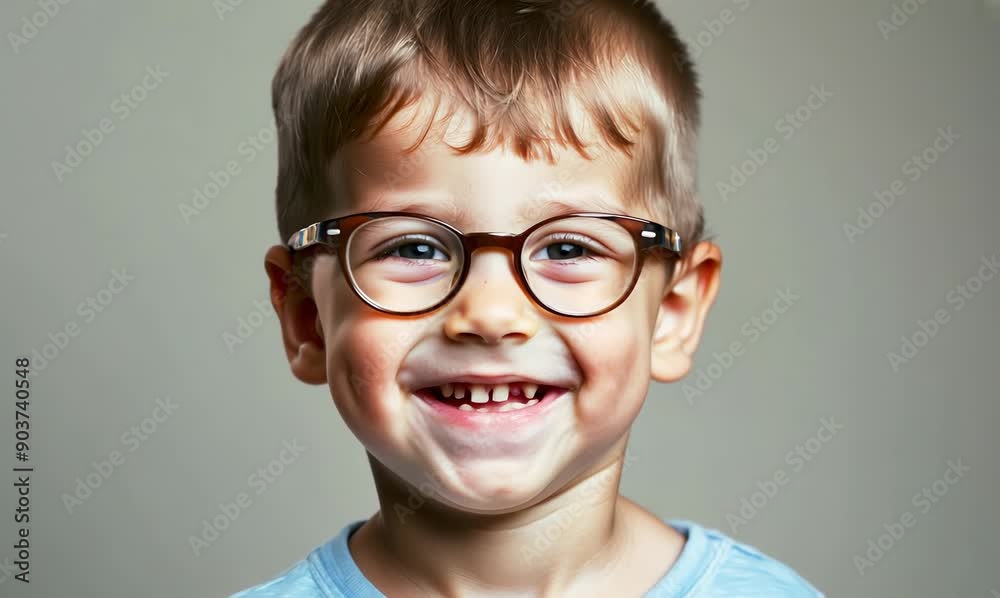 Portrait of a cute little boy with glasses over gray background. Portrait of a cute little boy with glasses over gray background.