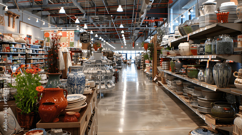 Home goods store with discount event and promotional displays © Matthias
