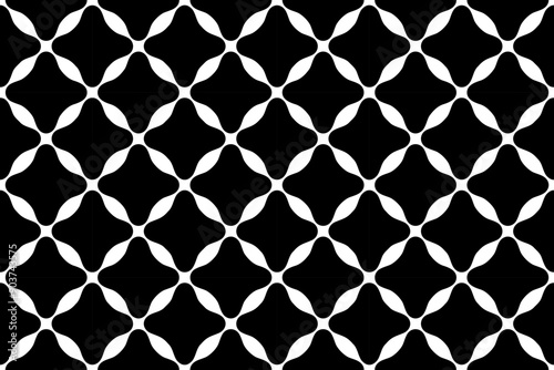 Abstract Seamless Geometric Diagonl Checked Black and White Pattern. 