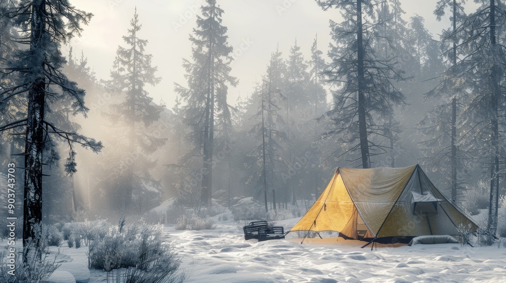 21. Snow Camping, realistic style, earth tones, nature-inspired pattern, medium shot, natural light, fog, 21. Snow Camping, realistic style, earth tones, nature-inspired pattern, medium shot, natural light, fog,