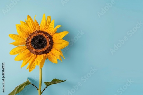 Eine Sonnenblume vor hellblauem Hintergrund  photo