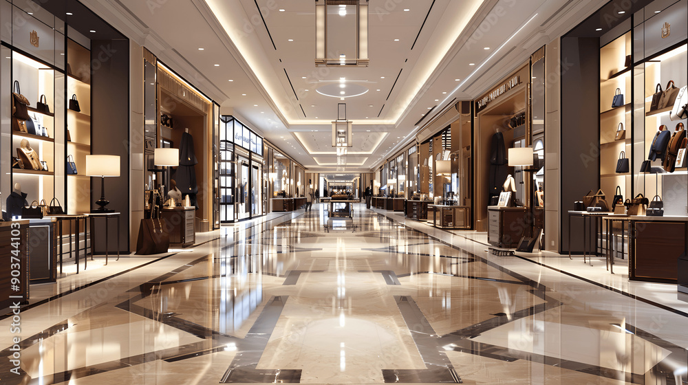 Upscale department store with monogrammed shopping bags Upscale department store with monogrammed shopping bags
