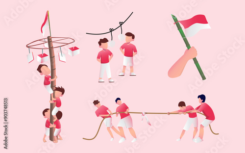 Flat Design for Indonesian Independence Day