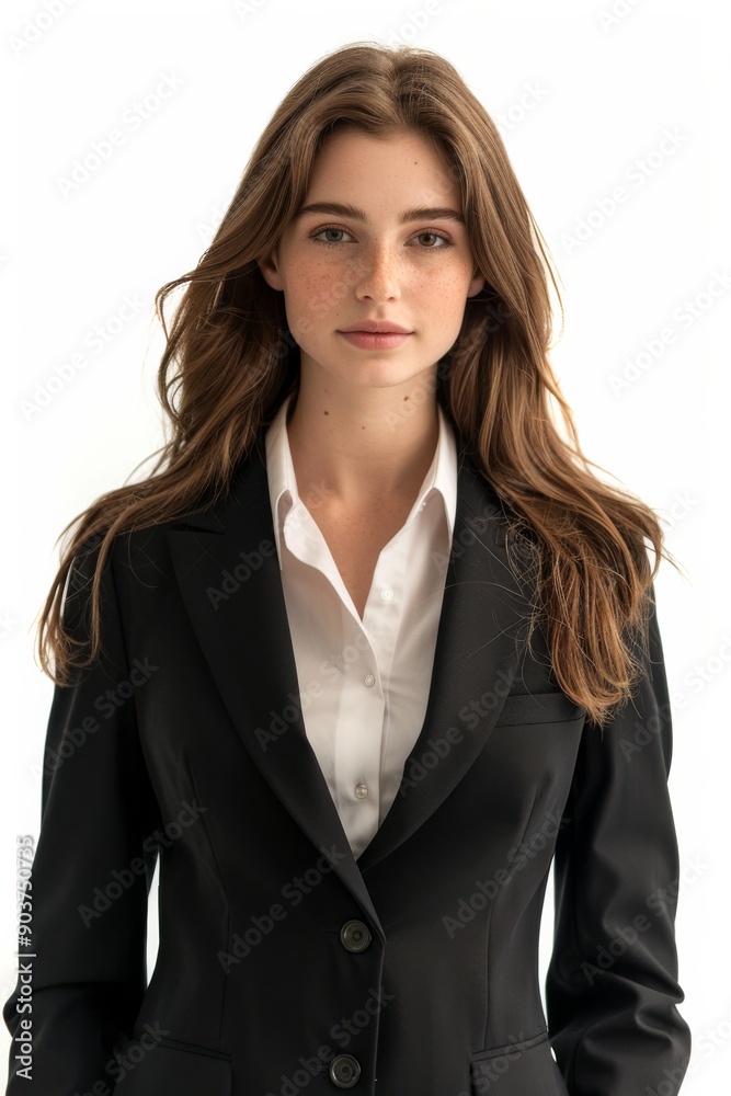 A businesswoman wearing formal suit isolated created with Generative AI A businesswoman wearing formal suit isolated created with Generative AI