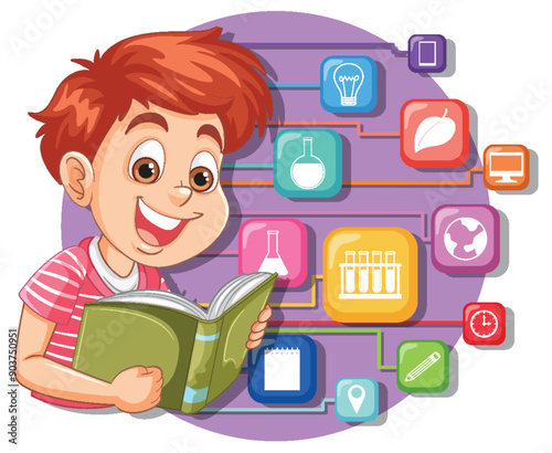 Child Learning with Science Icons