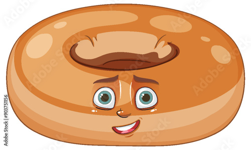 Smiling Bagel Cartoon Illustration