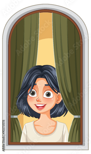 Woman Smiling Through Window