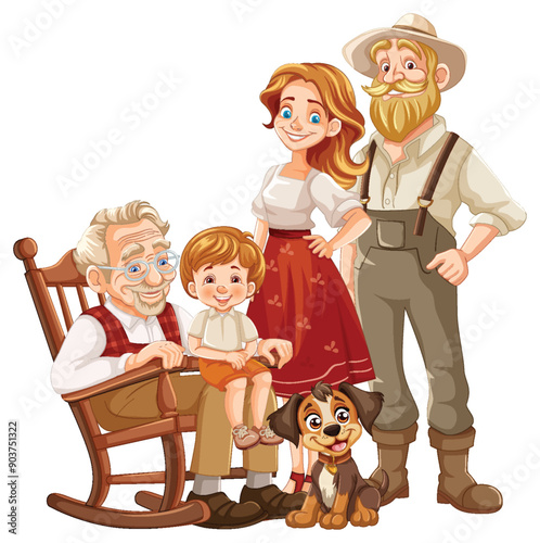 Happy Family with Pet Dog