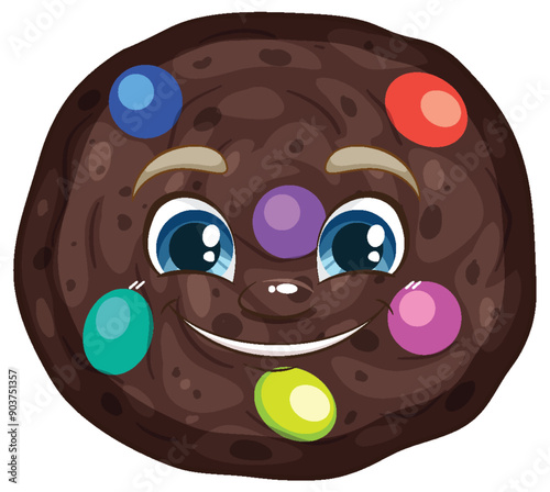 Smiling Chocolate Cookie with Candies