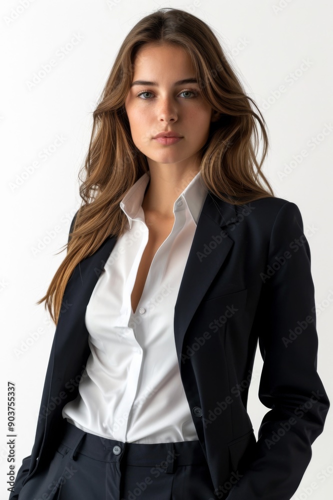 A businesswoman wearing formal suit isolated created with Generative AI A businesswoman wearing formal suit isolated created with Generative AI