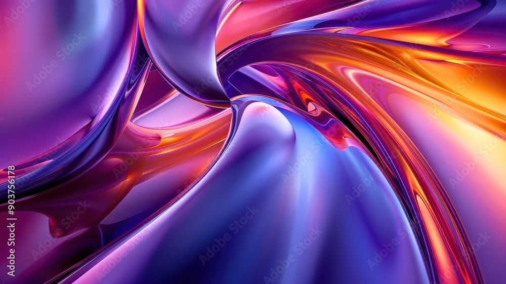Obraz premium Vibrant abstract swirl in purple and orange hues, showcasing smooth curves and dynamic movement, perfect for creative projects.