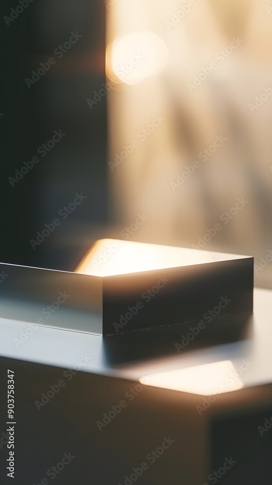 empty room with a table with close up product display podium empty room with a table with close up product display podium
