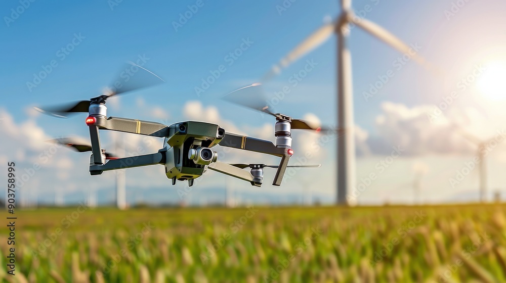 A drone is flying over a field of tall grass A drone is flying over a field of tall grass