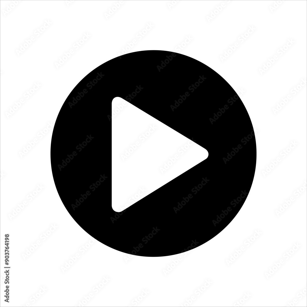 Black circle with play button vector silhouette on white background. Play button icon sign illustration design. Black circle with play button vector silhouette on white background. Play button icon sign illustration design.