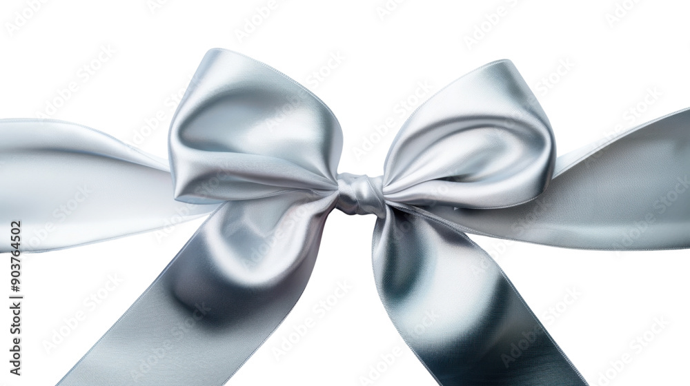 Ribbon bow silver grey on transparent background Ribbon bow silver grey on transparent background