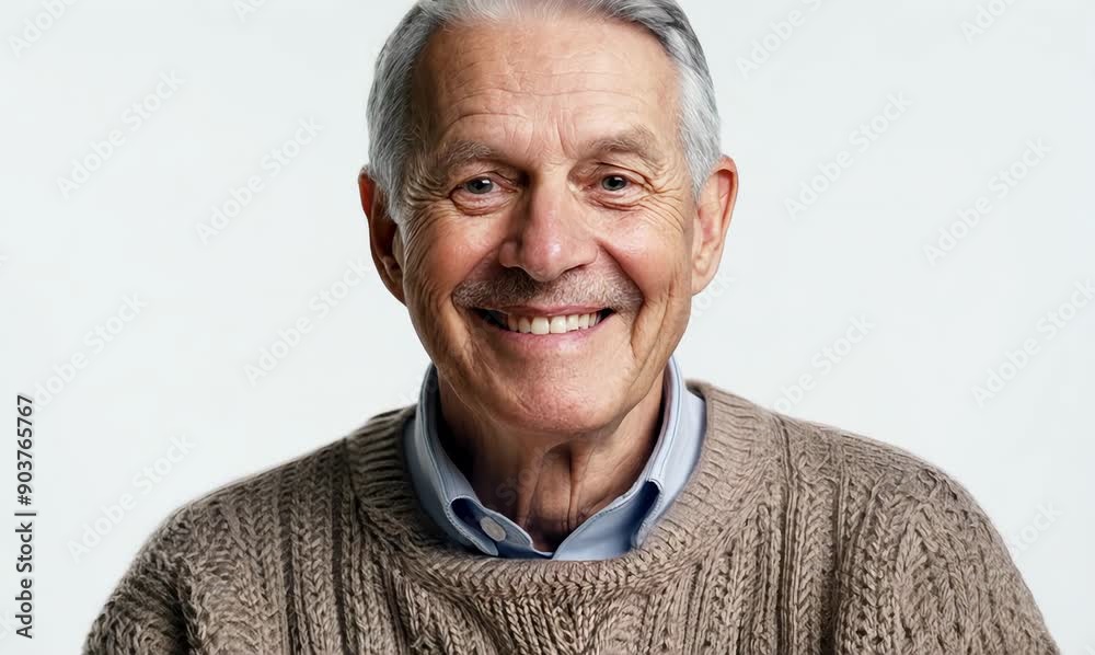 Portrait of a happy senior man smiling at the camera on white background Portrait of a happy senior man smiling at the camera on white background