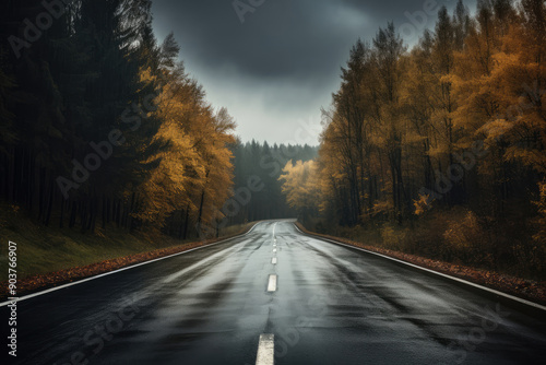 Spring country road with trees and sun rise in the morning, nature and travel environment road.
