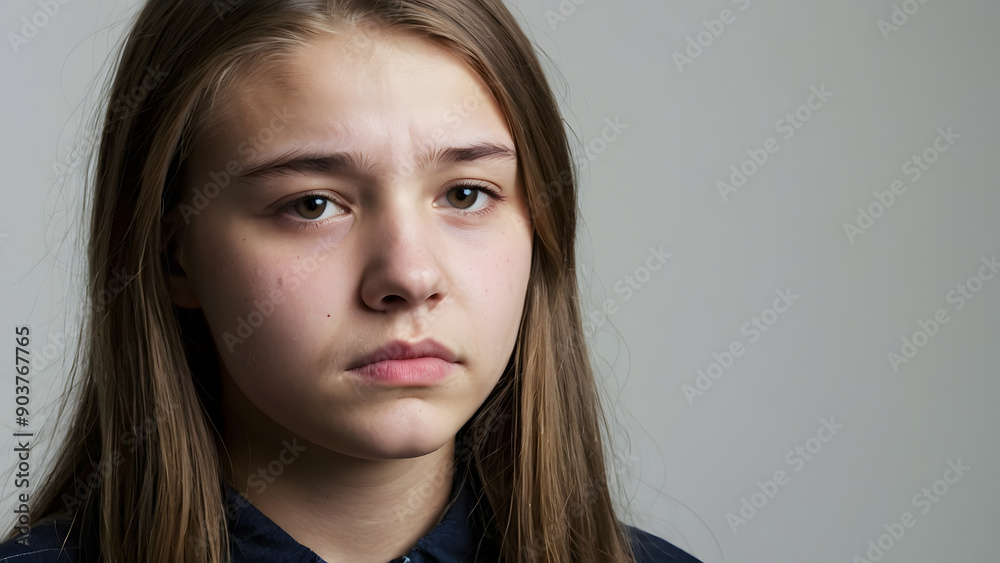 Sad teenage girl on light background Sad teenage girl on light background