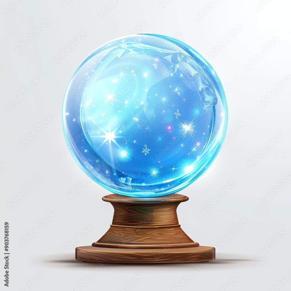 Magic Xmas holiday snow ball modern mockup isolated on white background. Illustration of transparent dome souvenir. Magic Xmas holiday snow ball modern mockup isolated on white background. Illustration of transparent dome souvenir.