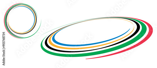 Colorful Olympic Games background or banner. Olympic modern lines with 5 correct colors.