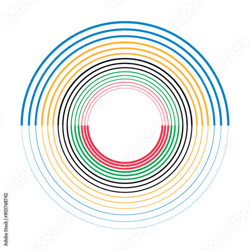 Colorful Olympic Games background or banner. Olympic modern lines with 5 correct colors.