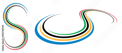 Colorful Olympic Games background or banner. Olympic modern lines with 5 correct colors.