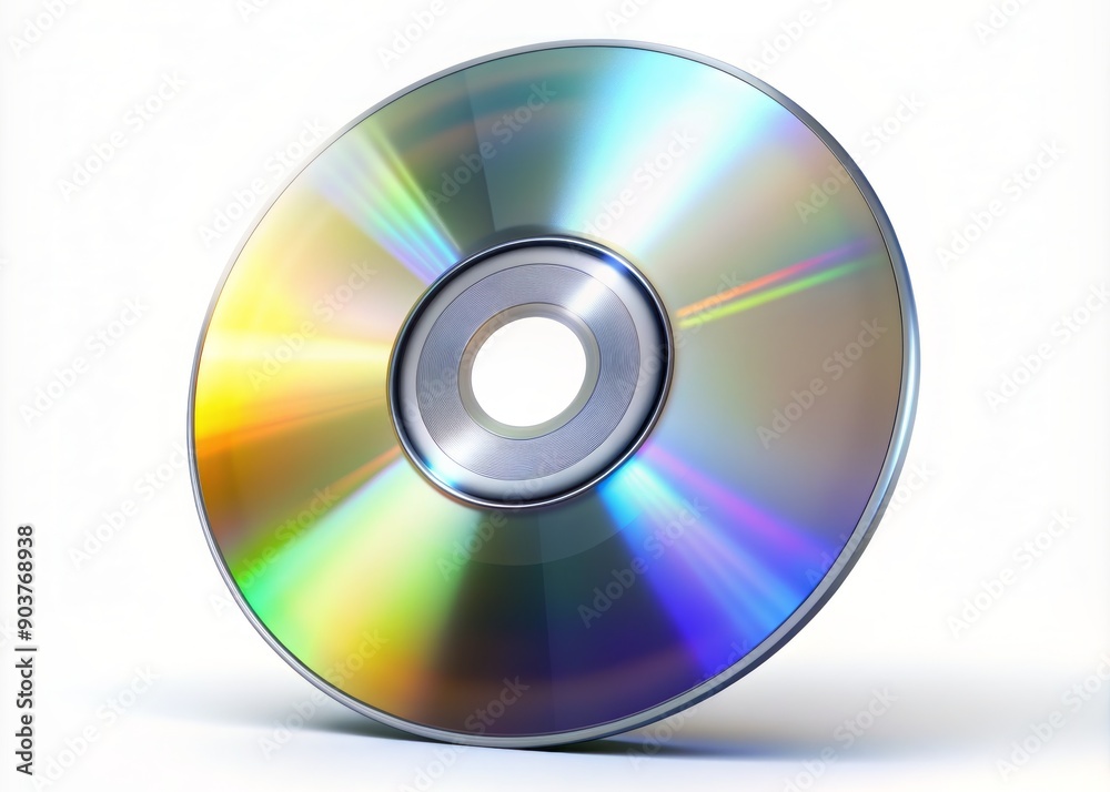 Shiny silver CD DVD disc with reflective surface and center hole, suspended in mid-air on a transparent isolated background, awaiting digital content upload. Shiny silver CD DVD disc with reflective surface and center hole, suspended in mid-air on a transparent isolated background, awaiting digital content upload.
